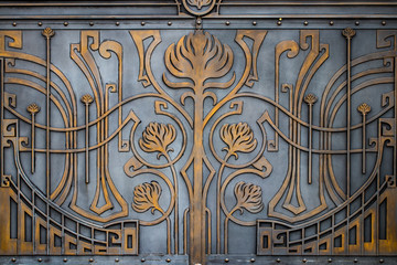 ornate wrought-iron elements of metal gate decoration