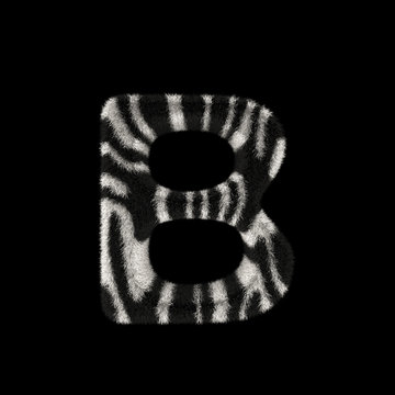 3D Rendering Creative Illustration Zebra Print Furry Letter B