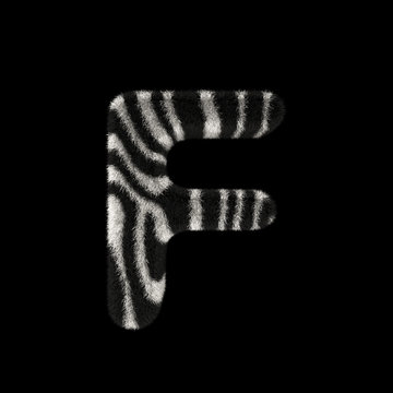 3D Rendering Creative Illustration Zebra Print Furry Letter F
