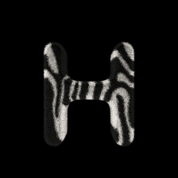 3D Rendering Creative Illustration Zebra Print Furry Letter H
