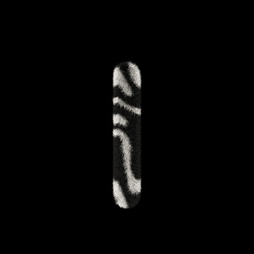 3D Rendering Creative Illustration Zebra Print Furry Letter I