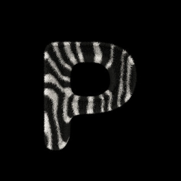 3D Rendering Creative Illustration Zebra Print Furry Letter P