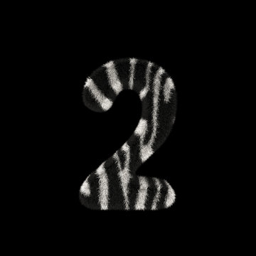3D Rendering Creative Illustration Zebra Print Furry Number 2