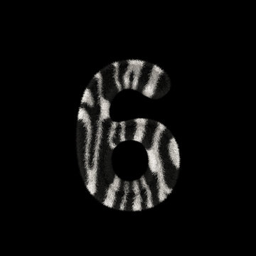 3D Rendering Creative Illustration Zebra Print Furry Number 6