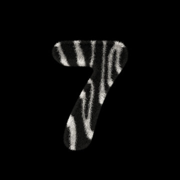 3D Rendering Creative Illustration Zebra Print Furry Number 7