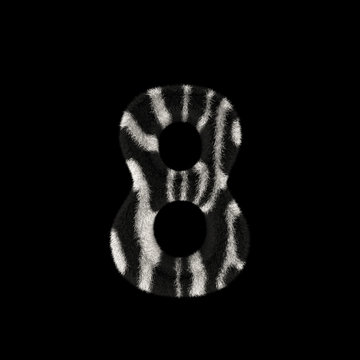 3D Rendering Creative Illustration Zebra Print Furry Number 8