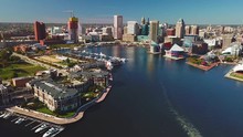 Baltimore Maryland Inner Harbor Skyline Aerial
