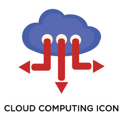 Poster - Cloud computing icon vector sign and symbol isolated on white background, Cloud computing logo concept