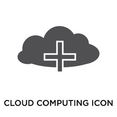 Poster - Cloud computing icon vector sign and symbol isolated on white background, Cloud computing logo concept