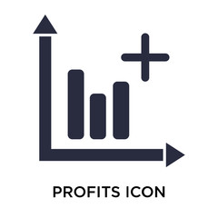 Poster - Profits icon vector sign and symbol isolated on white background, Profits logo concept