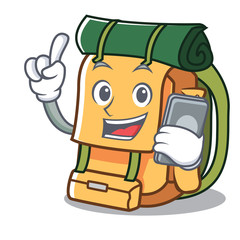 Sticker - With phone backpack character cartoon style