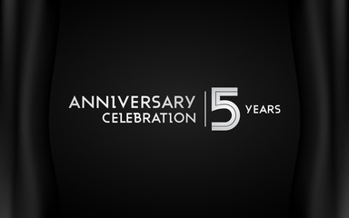 Wall Mural - 5 Years Anniversary Logotype with   Silver Multi Linear Number Isolated on Dark Background