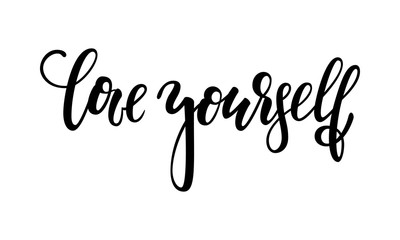 Wall Mural - Hand drawn lettering of a phrase love yourself. Inspirational and Motivational Quotes. Hand Brush Lettering And Typography Design Art Your Designs T-shirts, For Posters, Invitations, Cards.