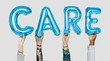 © Rawpixel.com - Hands showing care balloons word