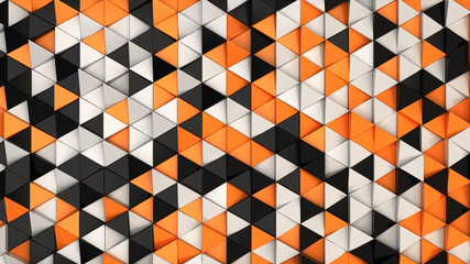 Wall Mural - Pattern of black, white and orange triangle prisms