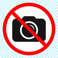 Canvas Print - No cameras allowed sign. Red prohibition no camera sign. No taking pictures, no photographs sign.