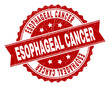 ESOPHAGEAL CANCER seal stamp with distress texture. Rubber seal imitation has round medallion shape and contains ribbon. Red vector rubber print of ESOPHAGEAL CANCER label with grunge texture.