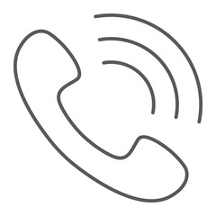Fototapete - Call thin line icon, phone and communication, ring sign, vector graphics, a linear pattern on a white background, eps 10.