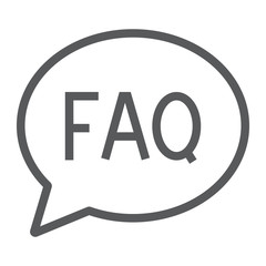 Poster - Faq line icon, speech and bubble, button sign, vector graphics, a linear pattern on a white background, eps 10.