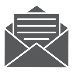 Poster - Open mail glyph icon, envelope and letter, email sign, vector graphics, a solid pattern on a white background, eps 10.