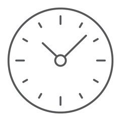 Aufkleber - time thin line icon, clock and minute, hour sign, vector graphics, a linear pattern on a white backg