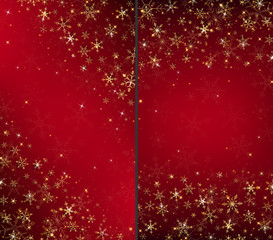 Christmas card background dressed by gold snowflakes and glitter have some free space on the middle.