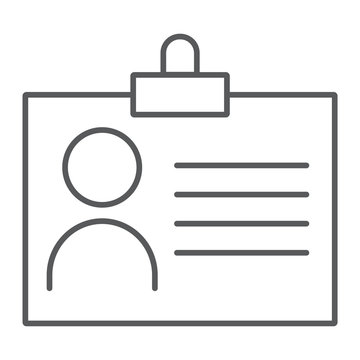 Account thin line icon, profile and id, avatar sign, vector graphics, a linear pattern on a white background, eps 10.