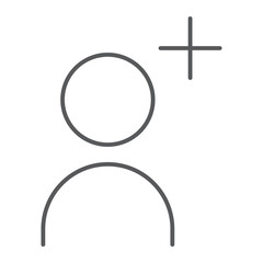 Fototapete - Add contact thin line icon, friend and person, button sign, vector graphics, a linear pattern on a white background, eps 10.