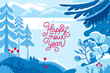 © venimo - Vector illustration - happy new year and Christmas holidays - winter landscape