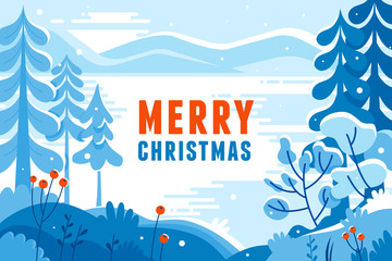 Poster - Vector illustration - happy new year and Christmas holidays - winter landscape