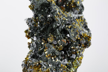  Pyrite and galena absorbed by quartz ,natural crystal,Close-up