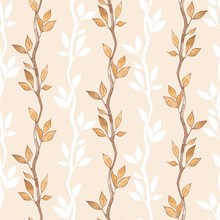 Seamless Pattern With Watercolor Branches And Leaves 8