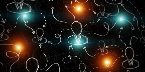Canvas Print - Hand drawn social network presentation sketch