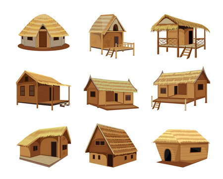 straw hut vector design