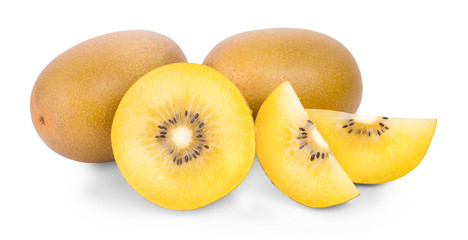 yellow kiwi fruit on white