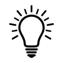 Light Bulb Line Icon With Rays. Idea And Creativity Symbol.