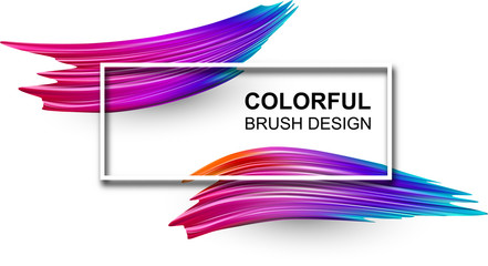 Wall Mural - White background with colorful watercolor brush strokes.