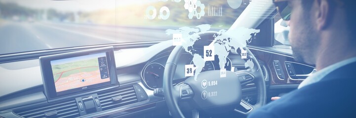 Poster - Composite image of global technology background