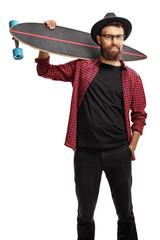 Wall Mural - Hipster with a longboard