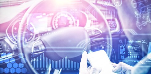 Poster - Composite image of digital interface