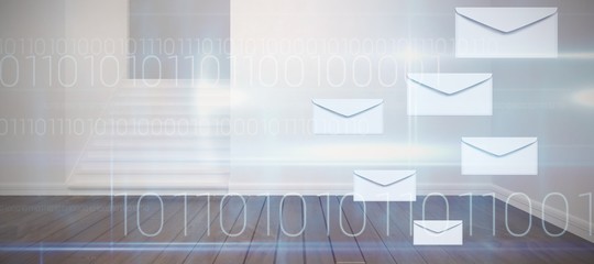 Poster - Composite image of graphic of envelopes on white background