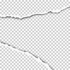 Wall Mural - Ripped wide hole in transparent sheet of paper with gray background of the resulting window.