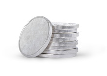 Stack Of Silver Coins Isolated