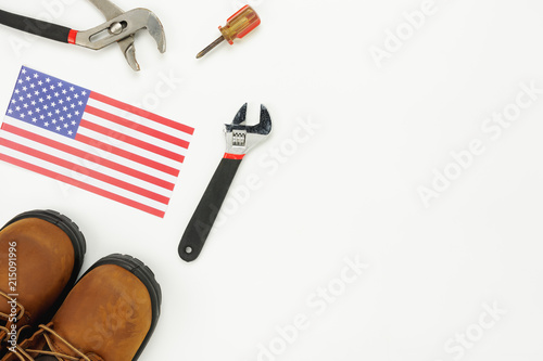 Table Top View Aerial Image Of Decoration The Sign Of Usa Labor