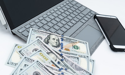 Wall Mural - laptop computer and money 