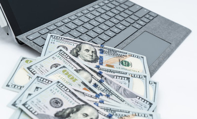 Wall Mural - laptop computer and money 