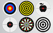 Set of shooting range target vector, dart board isolated, archery for gun game player target practice.