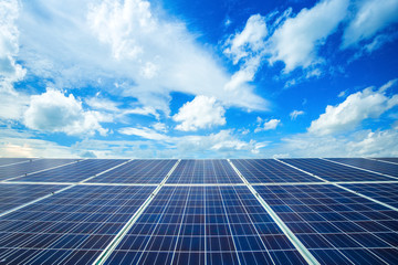 Solar panel on blue sky background, Alternative energy concept,Clean energy,Green energy.