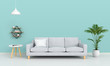 gray sofa and lamp in living room for mockup, 3D rendering