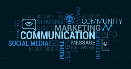 Wall Mural - communication and marketing tag cloud